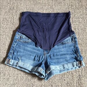 Women's Maternity Blue Jean Shorts